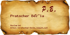 Pratscher Béla névjegykártya